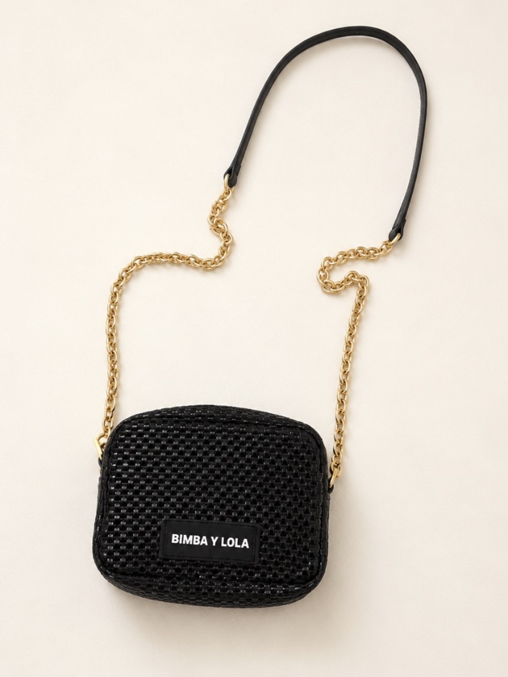 BIMBA Y LOLA Black Woven Crossbody Bag – Excellent Condition